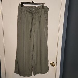 LOFT Womens Sage Green, Wide Leg, Pants